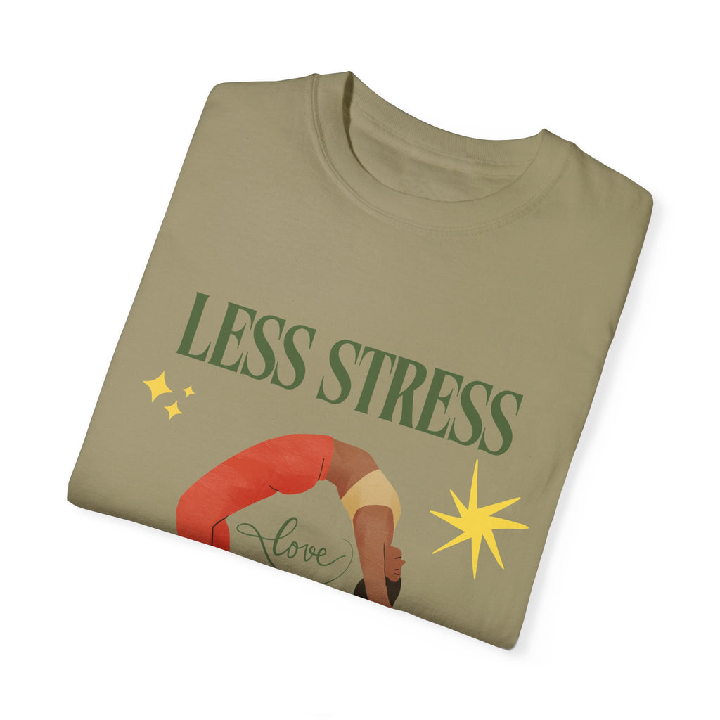 Yoga T-shirt: 'Less Stress More Yoga' Unisex Inspirational Tee