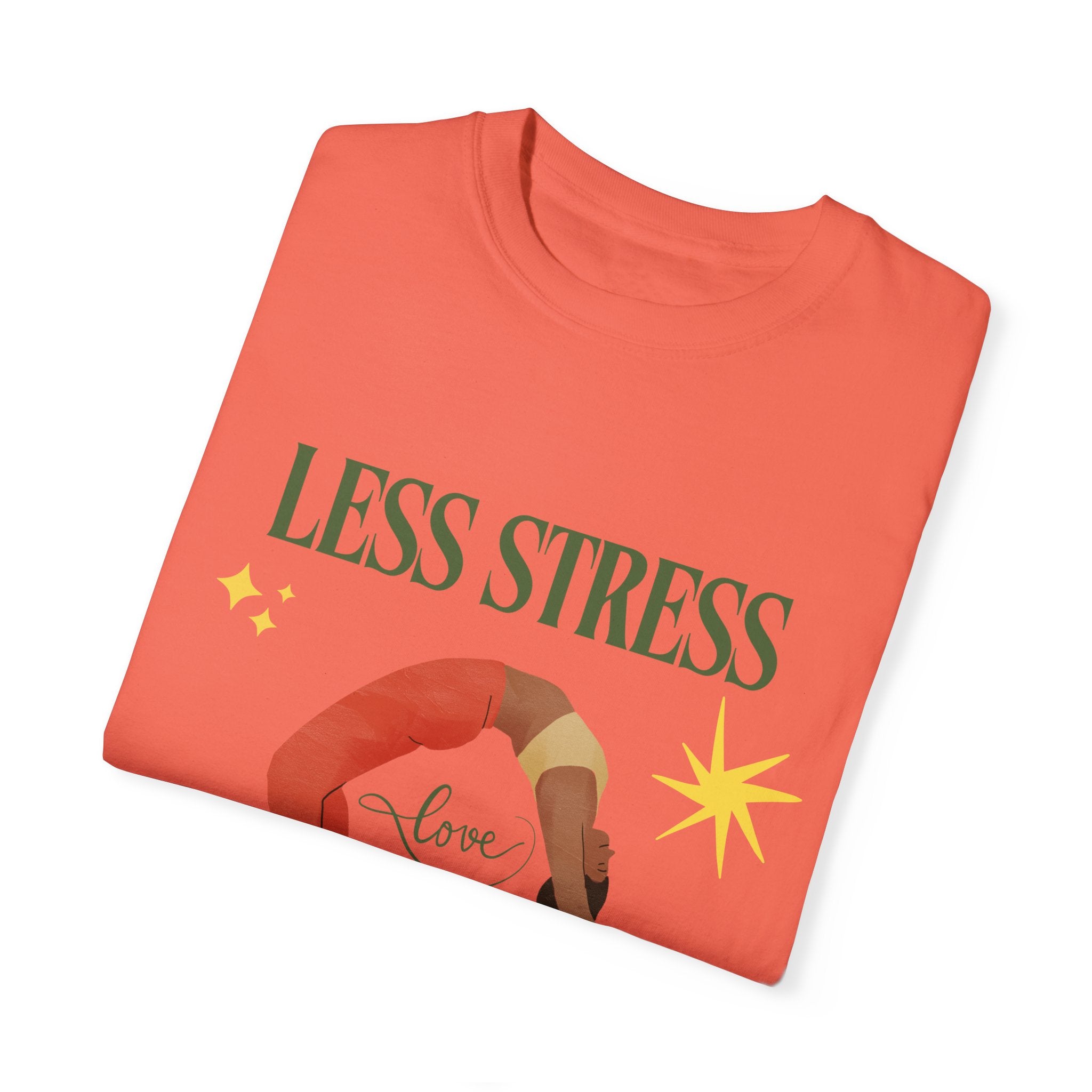 Yoga T-shirt: 'Less Stress More Yoga' Unisex Inspirational Tee