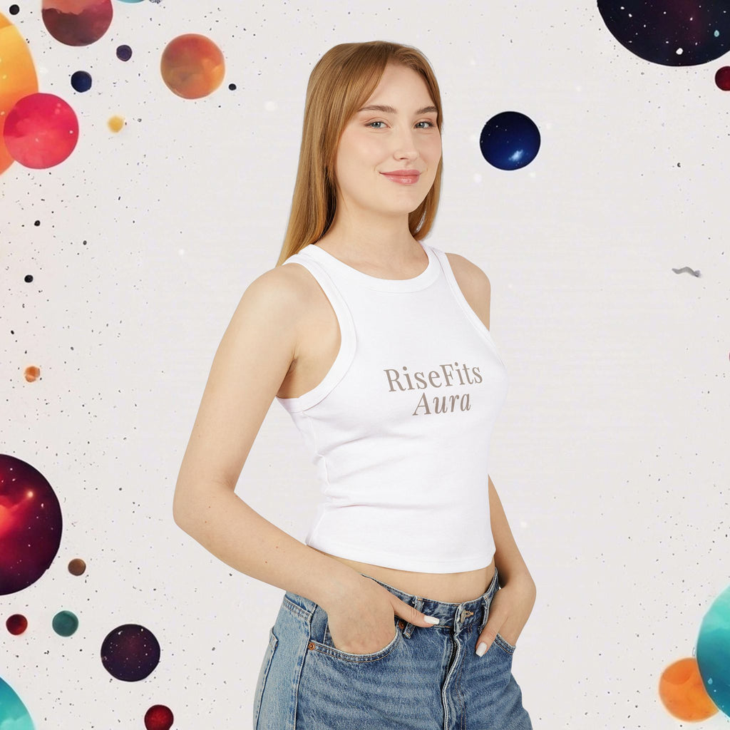 RiseFits Aura Racer Tank Top — Women's Micro Rib Fitness Crop