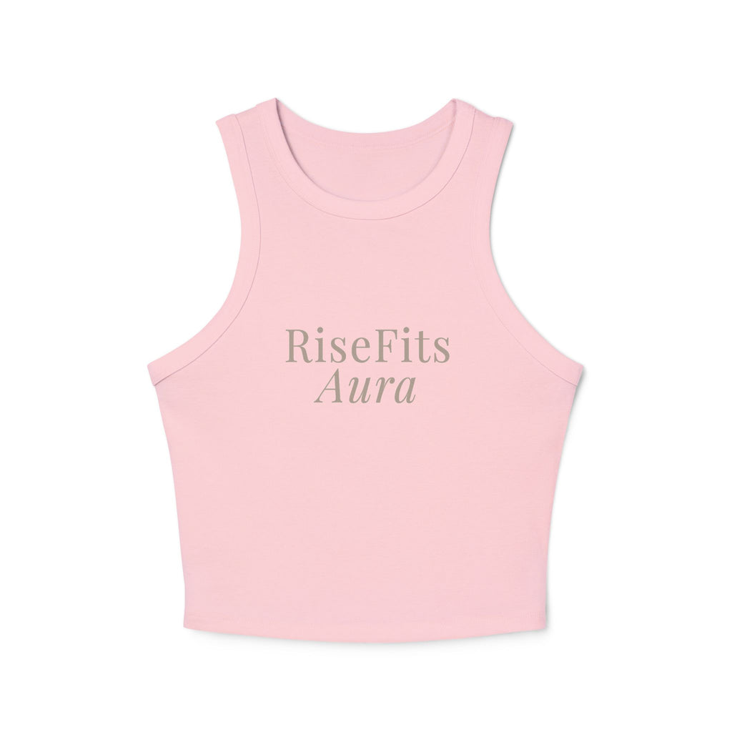 RiseFits Aura Racer Tank Top — Women's Micro Rib Fitness Crop