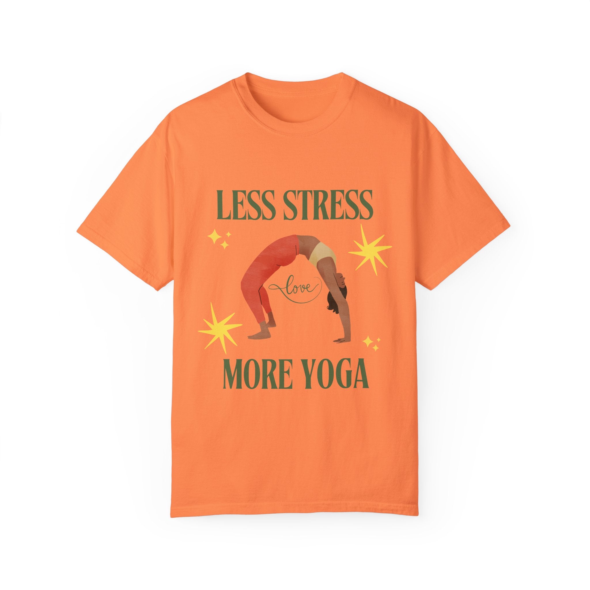 Yoga T-shirt: 'Less Stress More Yoga' Unisex Inspirational Tee