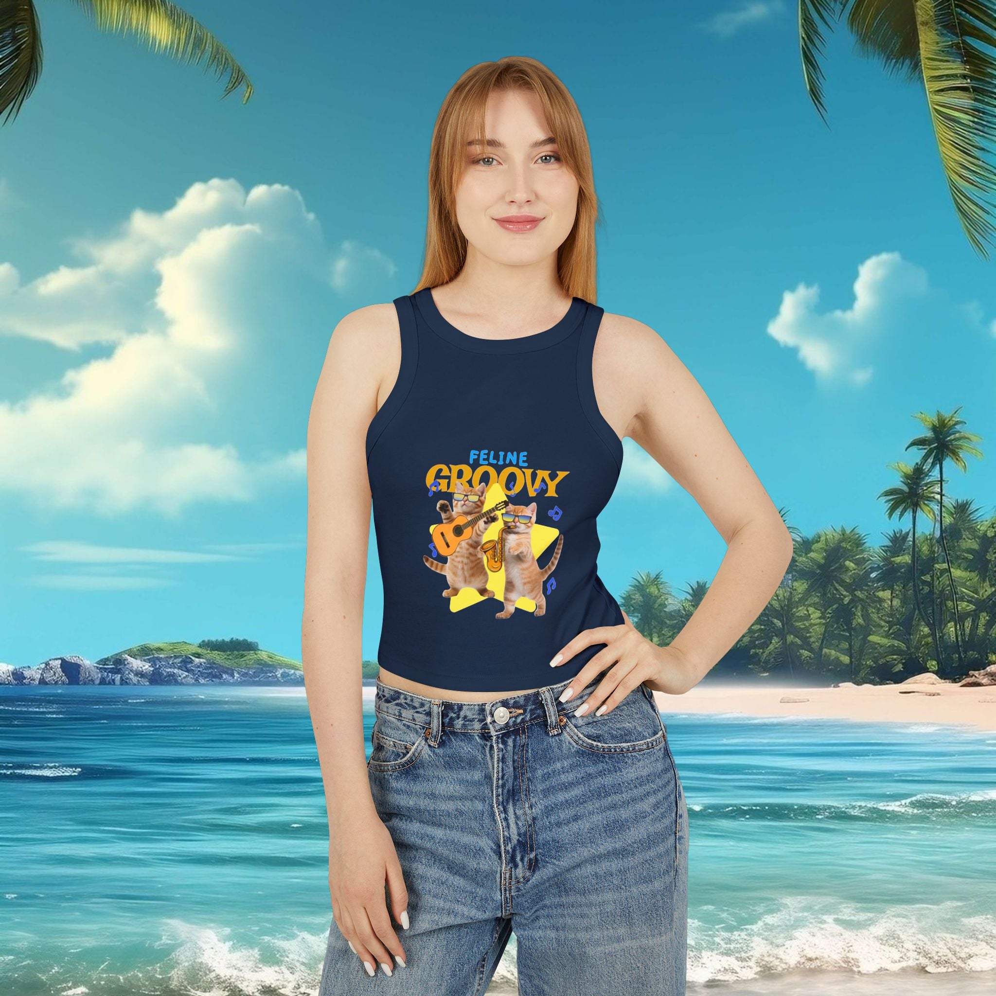 Purrfectly Groovy Cat Tank Top, Cute Cat Lover Apparel, Summer Style, Gift for Cat Moms, Casual Wear