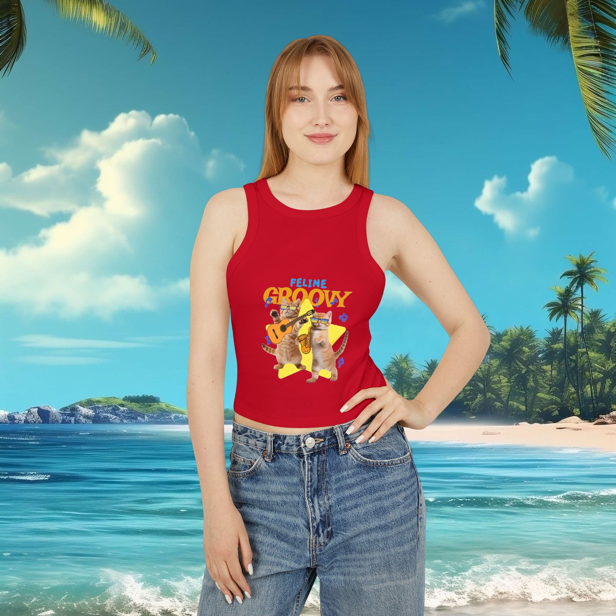 Purrfectly Groovy Cat Tank Top, Cute Cat Lover Apparel, Summer Style, Gift for Cat Moms, Casual Wear