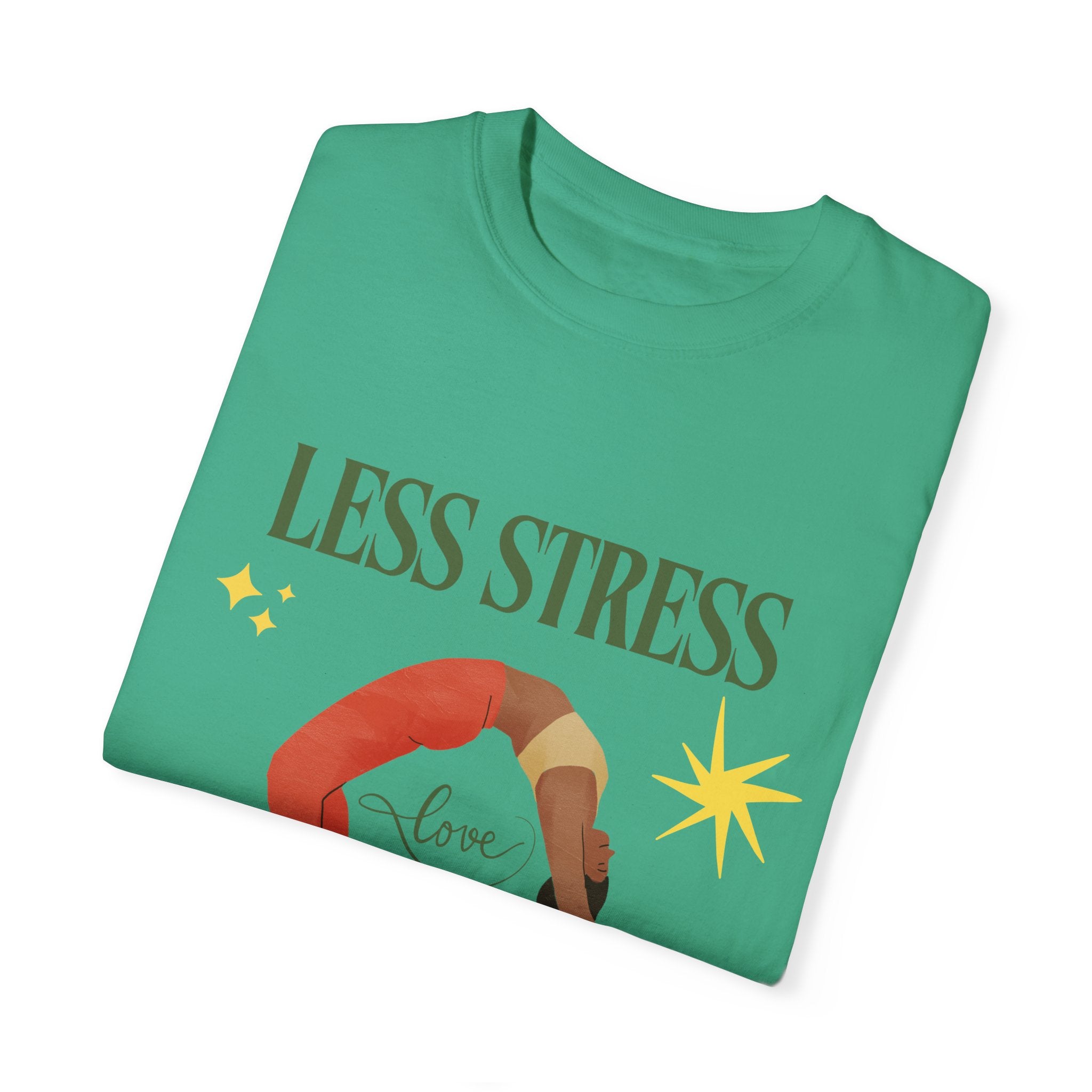 Yoga T-shirt: 'Less Stress More Yoga' Unisex Inspirational Tee