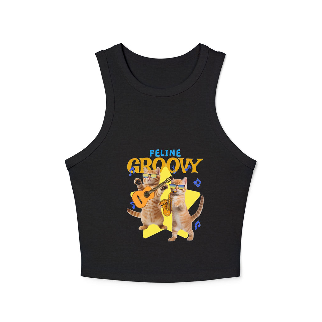 Purrfectly Groovy Cat Tank Top, Cute Cat Lover Apparel, Summer Style, Gift for Cat Moms, Casual Wear