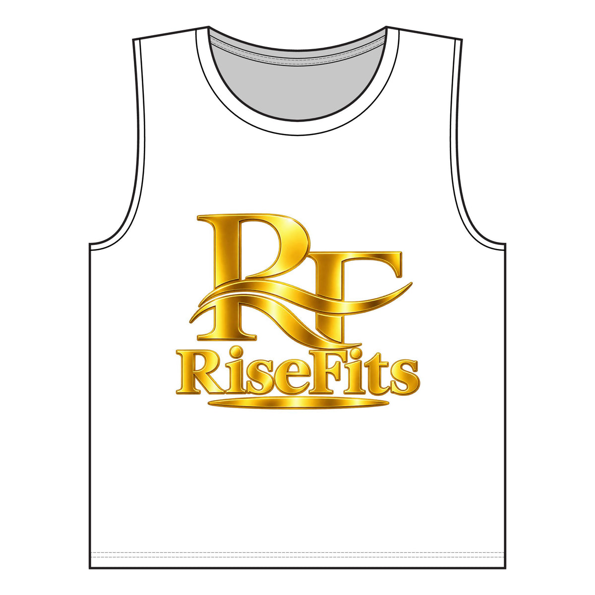 RiseFits Women's Muscle Tank — Gold RF Logo Athletic Tank Top