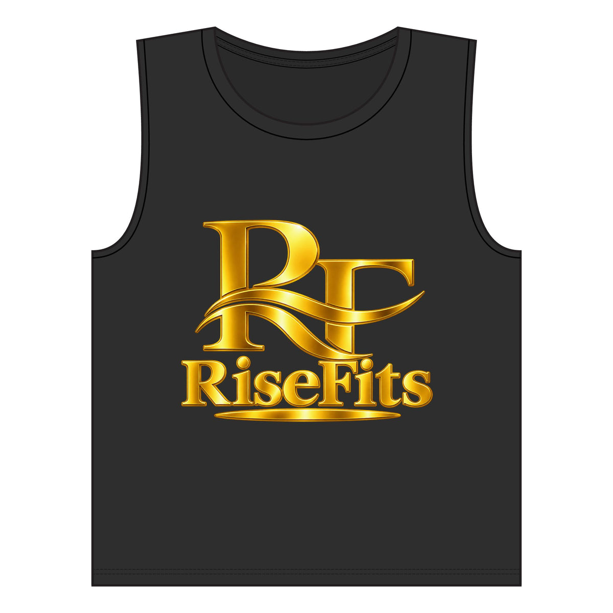 RiseFits Women's Muscle Tank — Gold RF Logo Athletic Tank Top