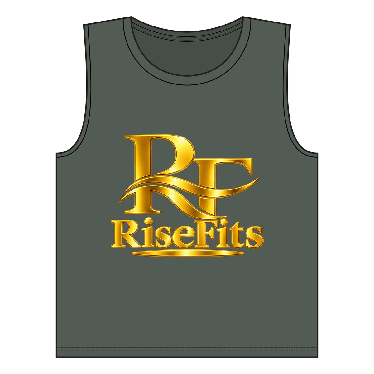 RiseFits Women's Muscle Tank — Gold RF Logo Athletic Tank Top