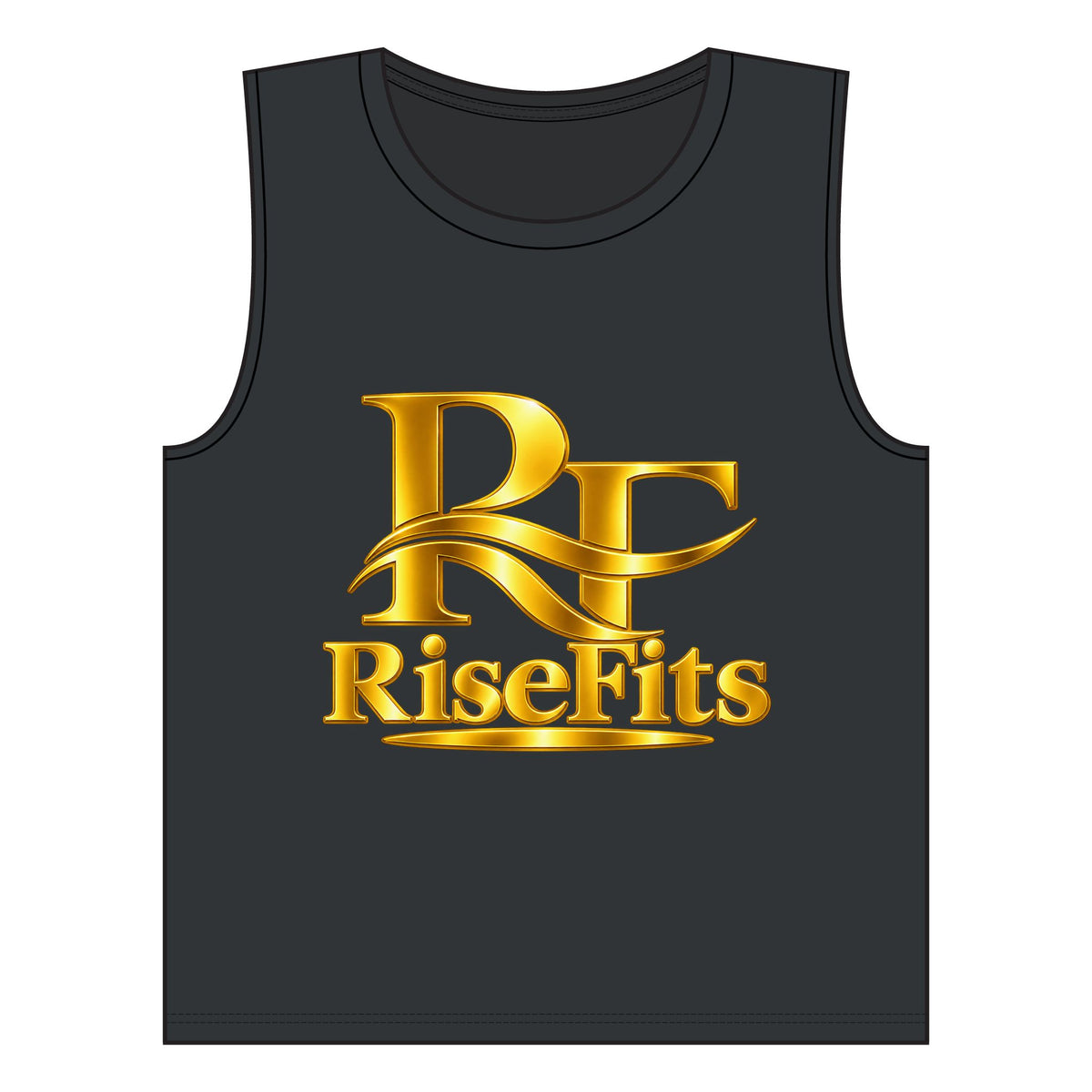 RiseFits Women's Muscle Tank — Gold RF Logo Athletic Tank Top