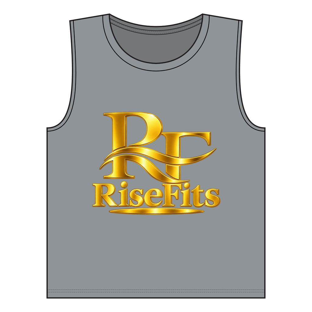 RiseFits Women's Muscle Tank — Gold RF Logo Athletic Tank Top