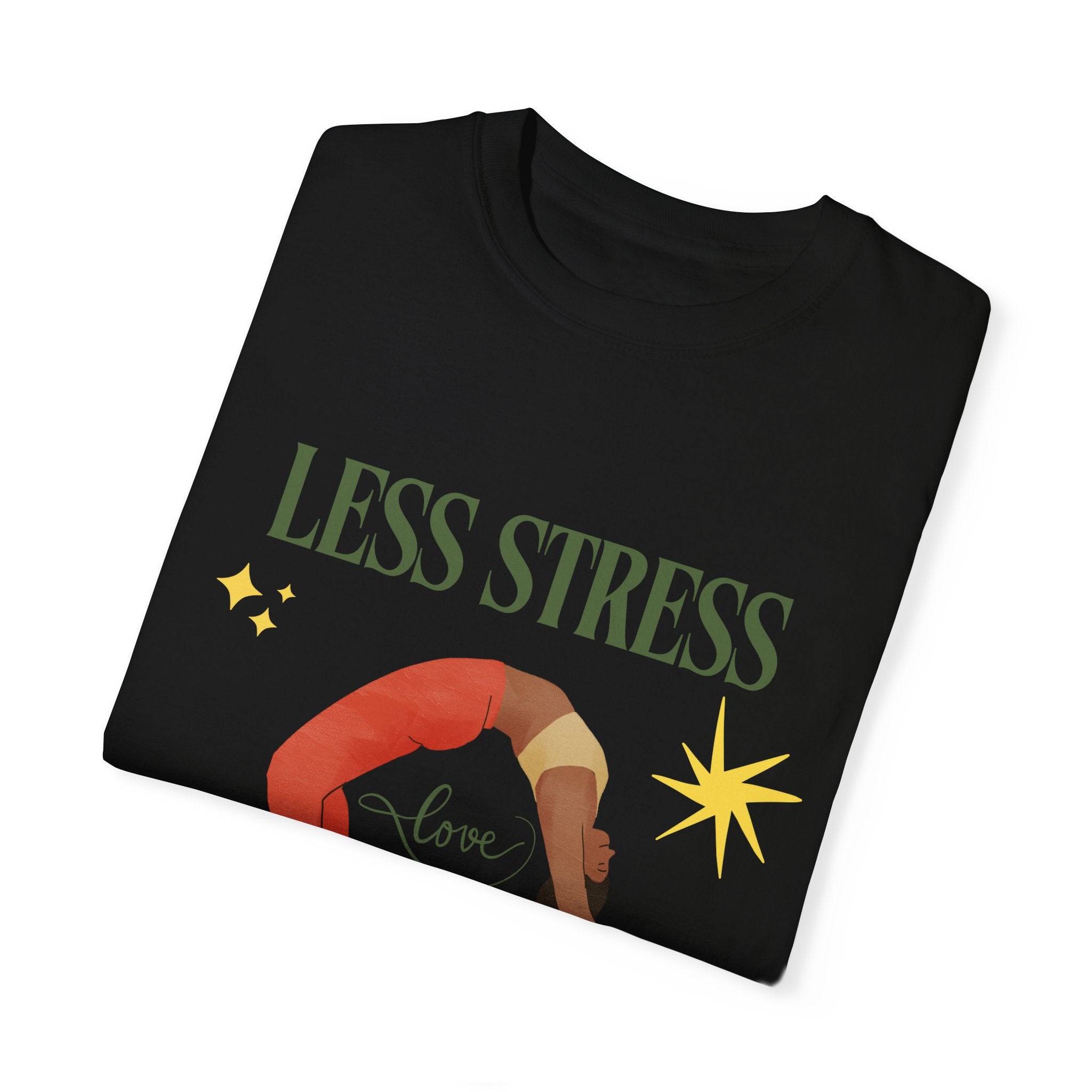 Yoga T-shirt: 'Less Stress More Yoga' Unisex Inspirational Tee