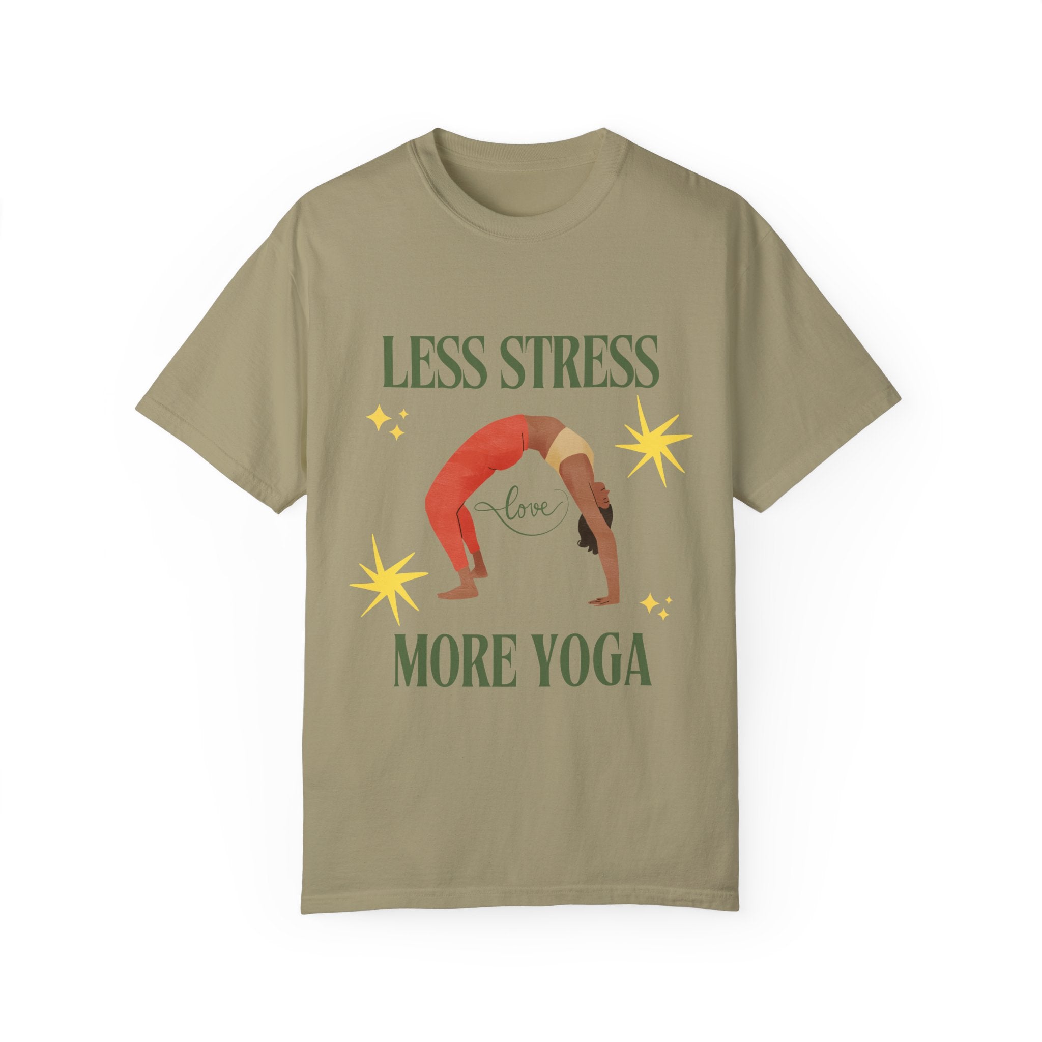 Yoga T-shirt: 'Less Stress More Yoga' Unisex Inspirational Tee