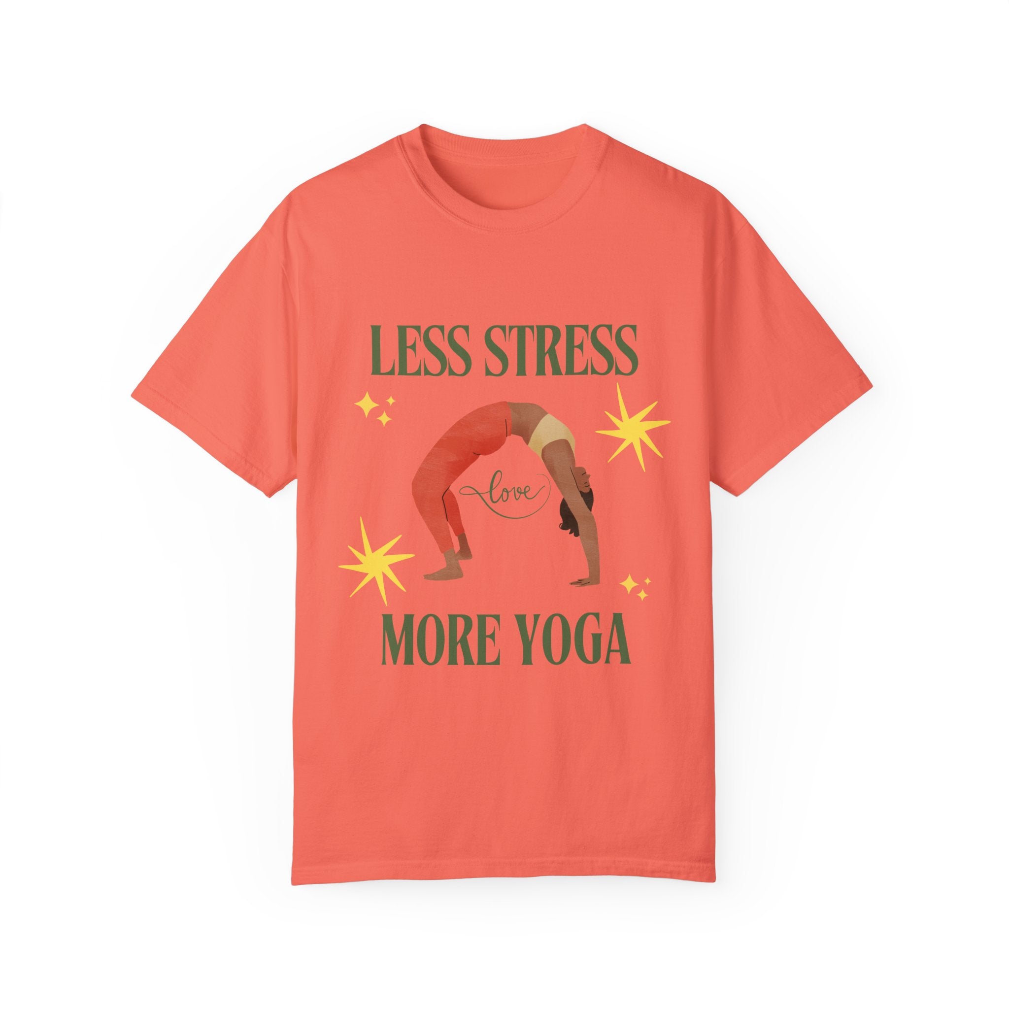 Yoga T-shirt: 'Less Stress More Yoga' Unisex Inspirational Tee