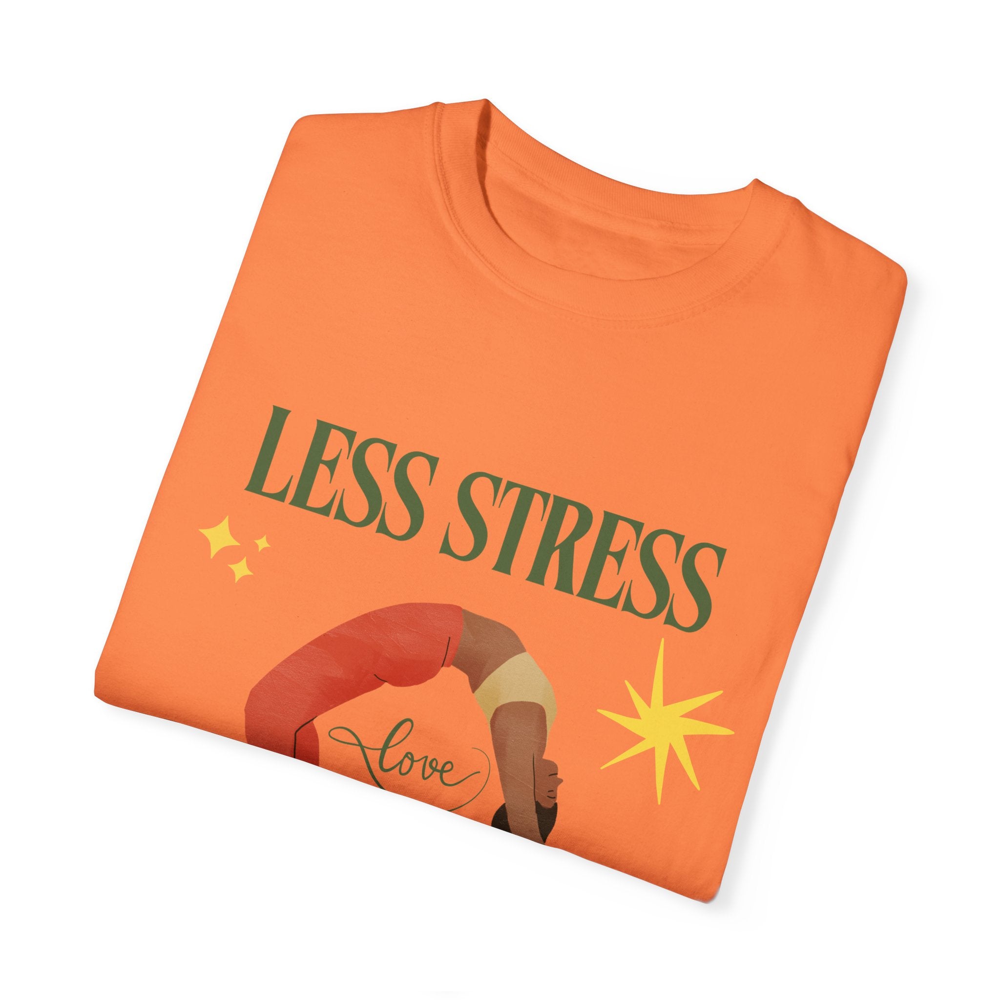 Yoga T-shirt: 'Less Stress More Yoga' Unisex Inspirational Tee