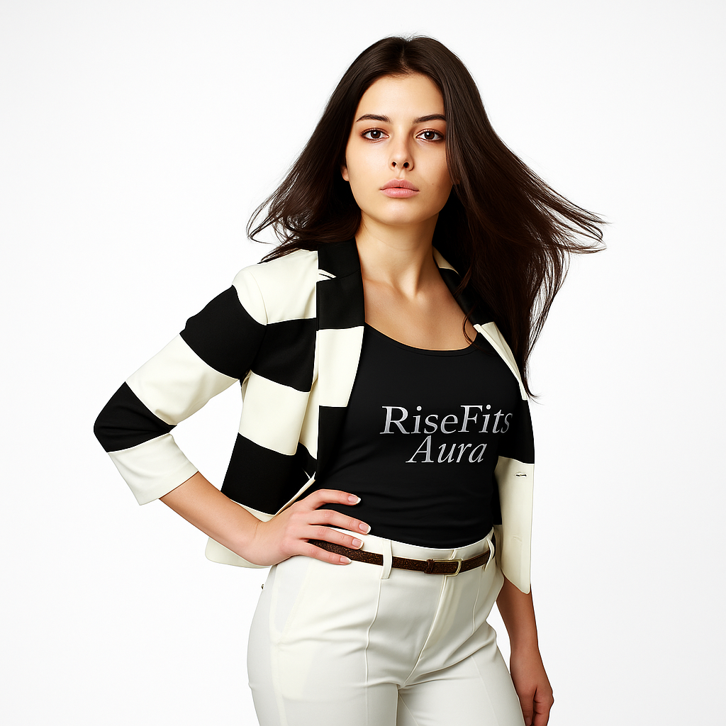 RiseFits Aura Racer Tank Top — Women's Crop Muscle Tank, Retro Script Activewear