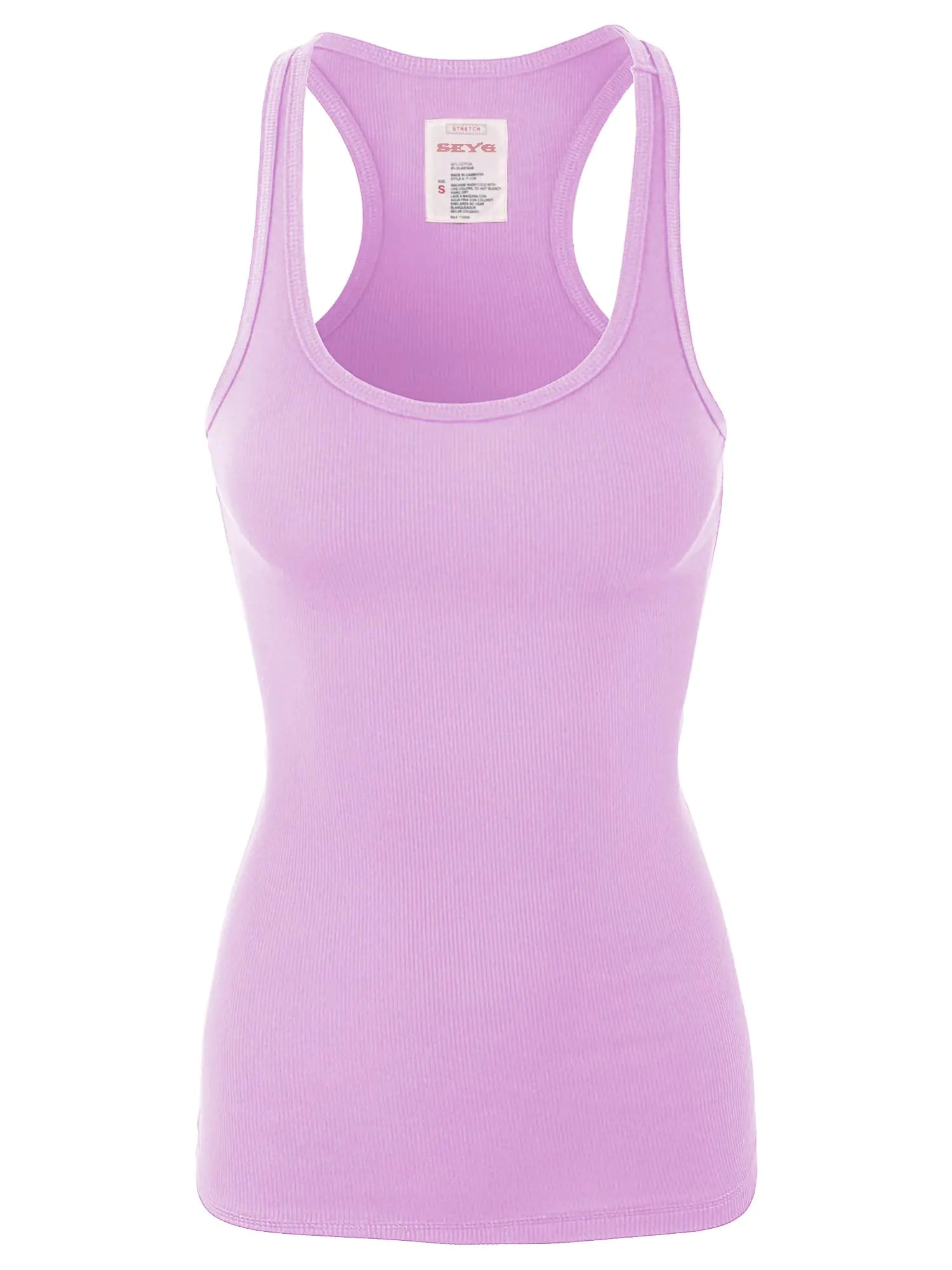 Slim Fit Scoop Neck Ribbed Stretchy Racerback Tank Tops Orchid M