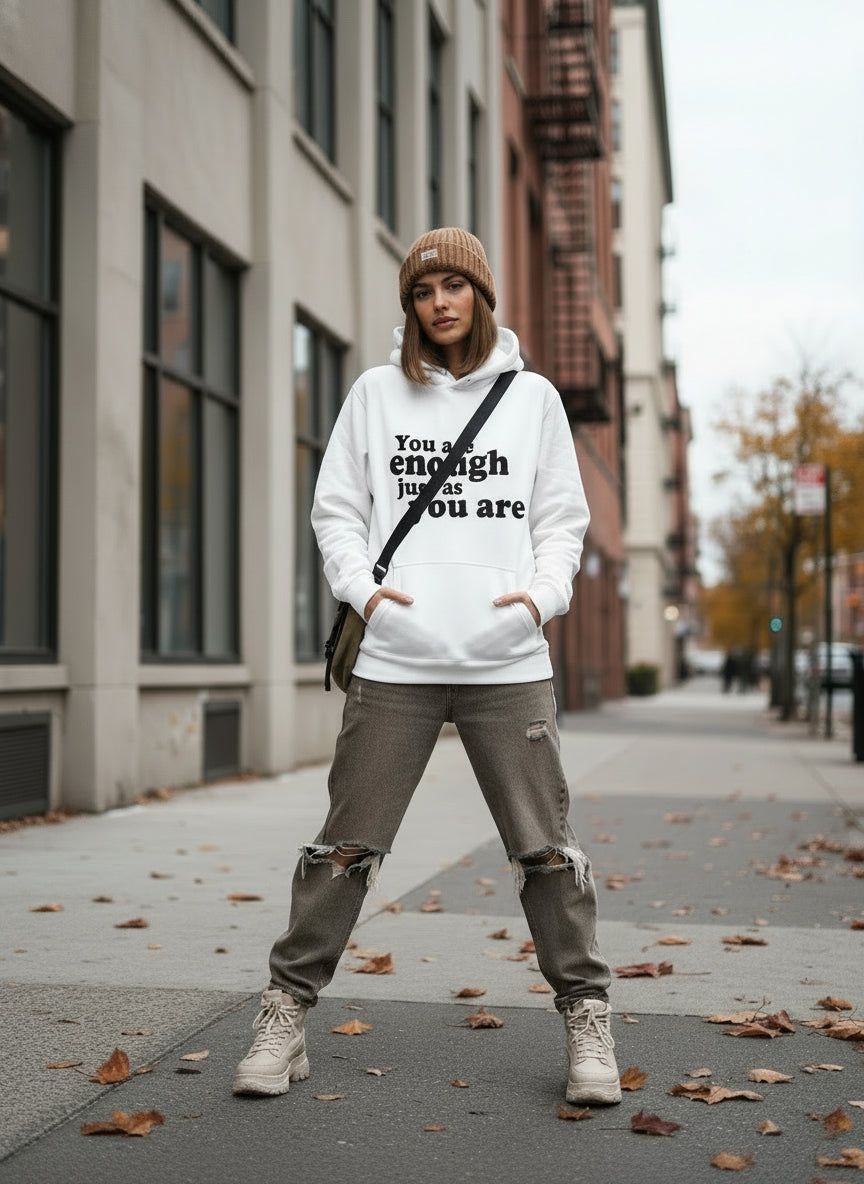 You Are Enough Hoodie – Inspirational Self-Love Fleece | Cozy Premium Comfort