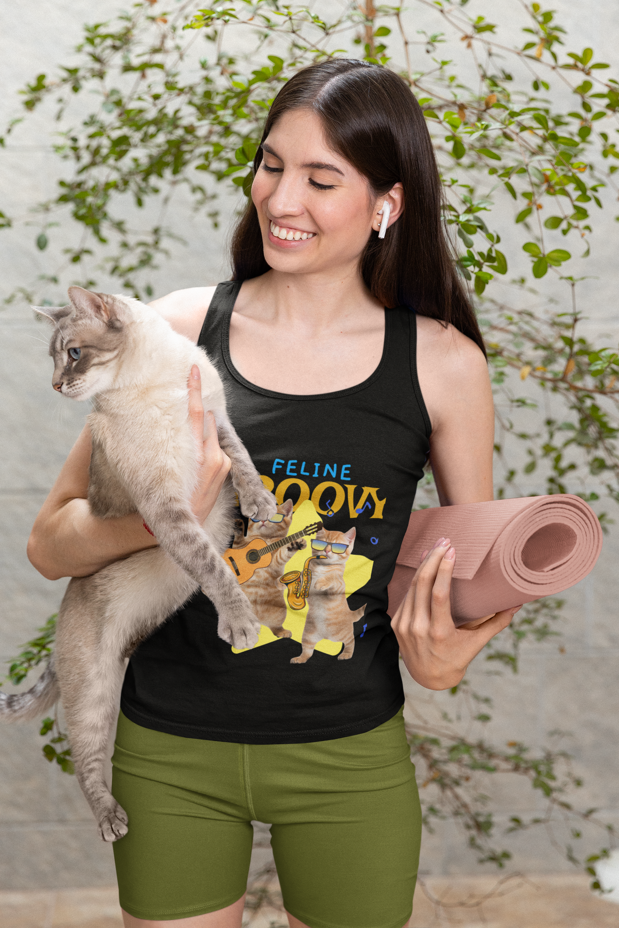 Purrfectly Groovy Cat Tank Top, Cute Cat Lover Apparel, Summer Style, Gift for Cat Moms, Casual Wear