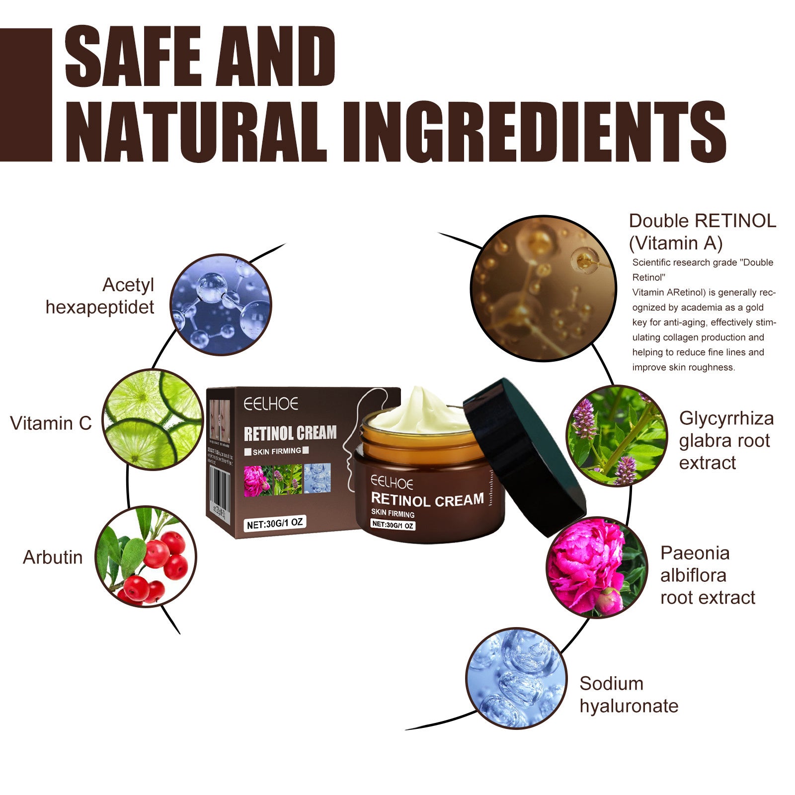 USA ONLY: EELHOE Retinol Cream, Anti-Aging Firming Brightening Moisturizing Facial Skin Care Cream- Buy 2 get 1 Free