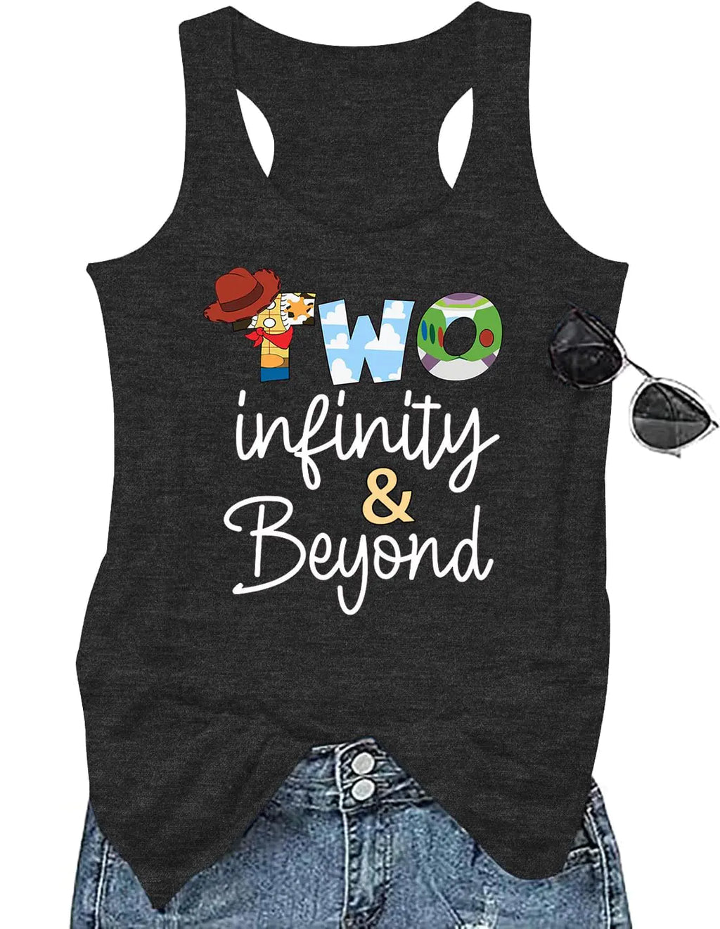 to Infinity Beyond Tank Top Women Summer Holiday Sleeveless Shirt Lightyear Toy Graphic Tee Top Ohana Beach Tank Tops Grey